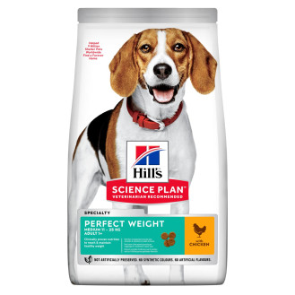 Hill's Science Plan Perfect Weight Adult Medium 11-25 kg Сухой корм с курицей для собак средних пород склонных к лишнему весу (12 кг)