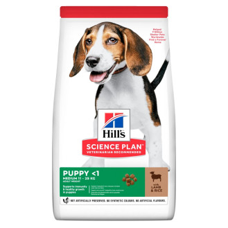 Hill's Science Plan Puppy Medium 11-25 kg Lamb & Rice Сухой корм с ягненком и рисом для щенков средних пород (14 кг)