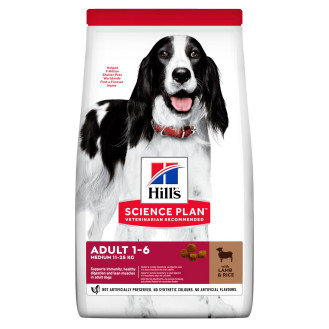 Hill's Science Plan Adult 1-6 Medium 11-25 kg Lamb & Rice Сухой корм с ягненком и рисом для собак средних пород (16 кг)