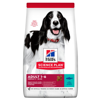 Hill's Science Plan Adult 1-6 Medium 11-25 kg Tuna & Rice Сухой корм с тунцом и рисом для собак средних пород (12 кг)