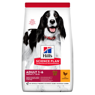 Hill's Science Plan Adult 1-6 Medium 11-25 kg Chicken Сухой корм с курицей для собак средних пород (14 кг)