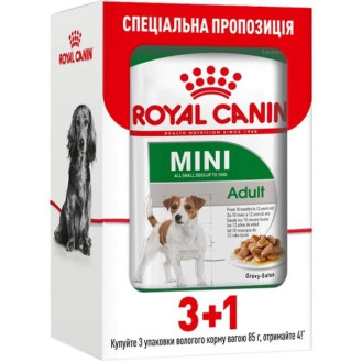 Royal Canin Mini Adult Влажный корм для собак маленьких пород в возрасте от 10 месяцев до 12 лет (3+1)