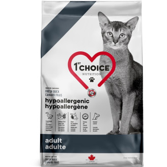 1st Choice Hypoallergenic Adult 1+ Безглютеновый сухой корм с уткой и бататом для котов склонных к аллергии (2,72 кг)