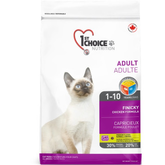 1st Choice Finicky Adult Сухой корм с курицей и океанической рыбой для привередливых кошек в возрасте от 1 до 10 лет (2,72 кг)