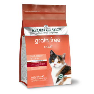 Arden Grange Grain Free Cat Adult Salmon & Potato Беззерновой сухой корм с пребиотиком для кошек с лососем и картофелем (2 кг)