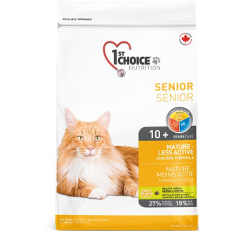 1st Choice Mature Less Aktiv Senior Сухой корм с курицей для малоактивных или пожилых кошек в возрасте от 10 лет (2,72 кг)