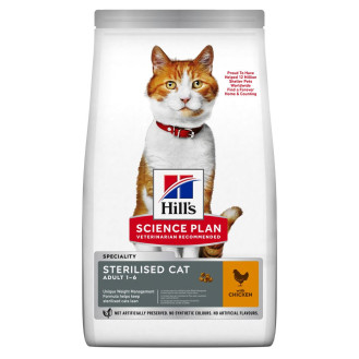 Hill's Science Plan Cat Sterilised Adult 1-6 Chicken Сухой корм с курицей для стерилизованных кошек в возрасте 1-6 лет (1,5 кг)