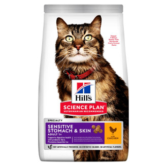 Hill's Science Plan Cat Sensitive Stomach & Skin Adult 1+ Chicken Сухой корм с курицей для котов с чувствительным пищеварением и кожей (300 г)
