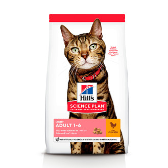 Hill's Science Plan Cat Light Adult 1-6 Chicken Сухой диетический корм с курицей для котов с лишним весом (1,5 кг)