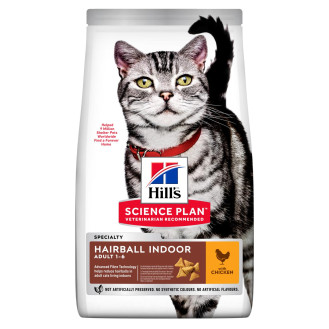 Hill's Science Plan Car Hairball Indoor Adult 1-6 Chicken Сухой корм с курицей выведения шерсти из желудка котов (1,5 кг)
