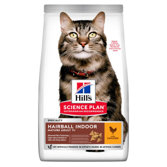 Hill's Science Plan Cat Hairball Indoor Mature Adult 7+ Chicken Сухой корм с курицей для выведения шерсти из желудка зрелых котов (1,5 кг)