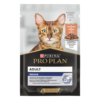 Purina Pro Plan Adult Indoor Salmon Влажный корм для взрослых домашних кошек Кусочки лосося в подливе (85 г)