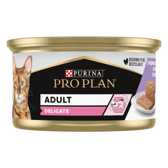 Purina Pro Plan Adult Delicate Turkey Консерва для взрослых котов с чувствительным пищеварением Паштет с индейкой (85 г)