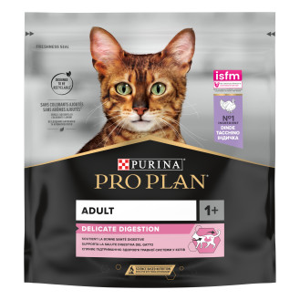 Purina Pro Plan Delicate Digestion Adult 1+ Turkey Сухой корм с индейкой для привередливых котов с чувствительным пищеварением (400 г)