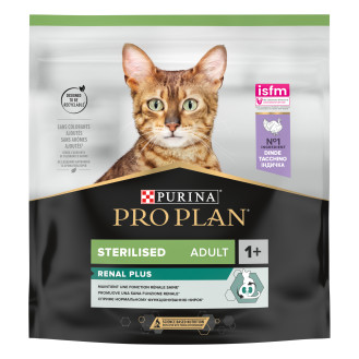 Purina Pro Plan Sterilised Adult 1+ Renal Plus Turkey Сухой корм с индейкой для здоровья мочевовыводящей системы стерилизованных кошек (400 г)