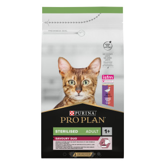 Purina Pro Plan Sterilised Adult 1+ Savoury Duo Duck & Liver Сухой корм с уткой и печенью для стерилизованных кошек (10 кг)
