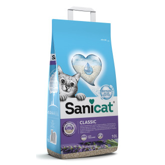 Sanicat Classic Lavender Минеральный впитывающий антибактериальный наполнитель для котов с ароматом лаванды (8 л - 5,6 кг)