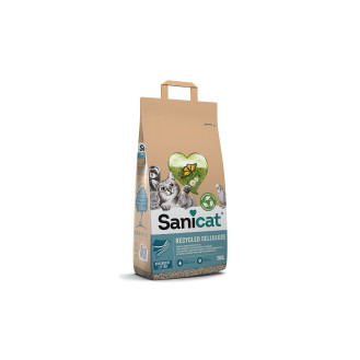 Sanicat Recycled Cellulose Absorbent Целлюлозный растворимый впитывающий наполнитель без пыли для котов (7 л - 2,4 кг)
