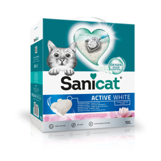 Sanicat Ultra Clumping Active White Lotus Ультракомкующийся белый бентонитовый наполнитель для котов с ароматом лотоса (10 л - 8,7 кг)