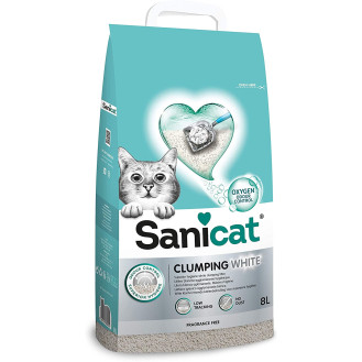 Sanicat Clumping White Fragrance Free Комкующийся белый бентонитовый наполнитель для котов без пыли и запаха (8 л - 6,5 кг)