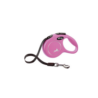 Flexi New Classic XS Tape лента 3 m Поводок-рулетка для собак маленьких пород весом до 12 кг  (Pink)
