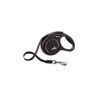 Flexi New Classic XS Tape лента 3 m Поводок-рулетка для собак маленьких пород весом до 12 кг  (Black)