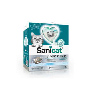 Sanicat Ultra Clumping Strong Baby Powder Ультракомкующийся бентонитовый наполнитель для котов с ароматом детской пудры (6 л - 6,4 кг)