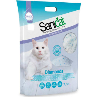 Sanicat Diamonds Fragrance Free Гипоаллергенный силикагелевый впитывающий наполнитель для котов без аромата (3,8 л - 1,8 кг)
