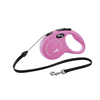 Flexi New Classic S Cord трос 5 m Поводок-рулетка для собак маленьких пород весом до 12 кг (Pink)