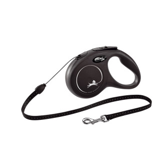 Flexi New Classic S Cord трос 5 m Поводок-рулетка для собак маленьких пород весом до 12 кг (Black)