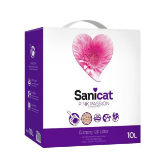 Sanicat Pink Passion Премиальный ультракомкующийся розовый бентонитовый наполнитель для котов (10 л - 8,7 кг)
