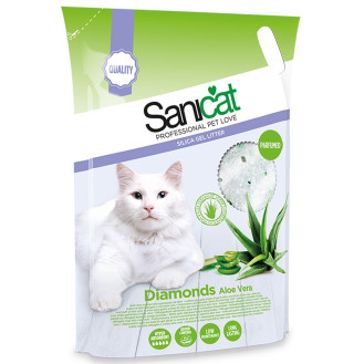 Sanicat Diamonds Aloe Vera Силикагелевый впитывающий наполнитель для котов с ароматом алоэ вера (15 л - 7,12 кг)