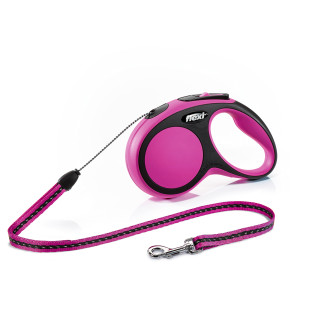Flexi New Comfort S Cord трос 5 m Поводок-рулетка для собак маленьких пород весом до 12 кг  (Pink)