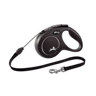 Flexi New Classic M Cord трос 5 m Поводок-рулетка для собак средних пород весом до 20 кг  (Black)
