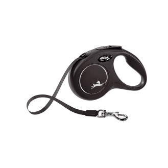 Flexi New Classic S Tape лента 5 m Поводок-рулетка для собак маленьких пород весом до 15 кг  (Black)