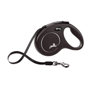 Flexi New Classic M Tape лента 5 m Поводок-рулетка для собак средних пород весом до 25 кг  (Black)