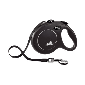 Flexi New Classic L Tape лента 5 m Поводок-рулетка для собак крупных пород весом до 50 кг  (Black)