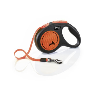 Flexi New Neon M Tape лента 5 m Поводок-рулетка для собак средних пород весом до 25 кг  (Orange)