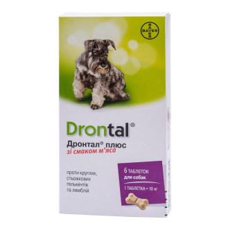 Bayer Drontal Plus Puppies & Dogs Таблетки для щенков и взрослых собак против круглых, ленточных гельминтов и лямблий Дронтал Плюс (1 шт)