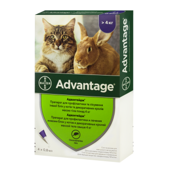 Bayer Advantage Cats & Rabbits Антипаразитарные капли для котов и кроликов от блох, вшей и власоедов Адвантейдж (4-8 кг)