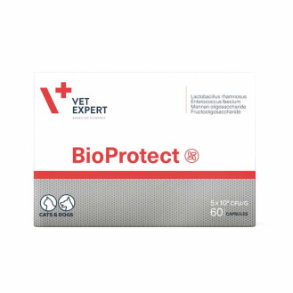 VetExpert BioProtect Добавка для собак и котов с нарушениями баланса микрофлоры в желудочно-кишечном тракте (60 капсул)