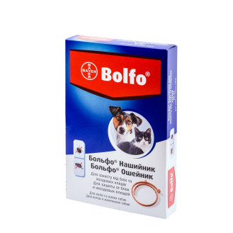 Bayer Bolfo Cats & Mini Dogs Противопаразитарный ошейник для котов и собак маленьких пород от блох и клещей Больфо (35 см)