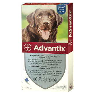 Bayer Advantix Dogs Антипаразитарные капли для собак от блох, клещей, власоедов и вшей Адвантикс (25-40 кг)