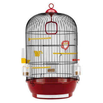 Ferplast Diva Круглая клетка для волнистых попугаев с диспенсером и кормушками (Red)