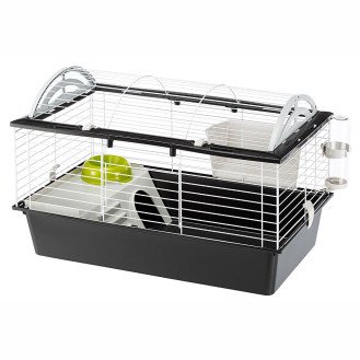 Ferplast Casita 80 Клетка для кроликов и морских свинок с поилкой, кормушкой и домиком (Black)