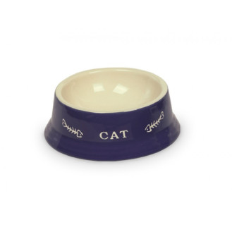 Nobby Cat Керамическая миска для котят и кошек Рыбная кость (Blue)