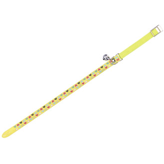 Nobby Cat Collar Hearts Нейлоновый ошейник для котов с колокольчиком Сердечки (Yellow)