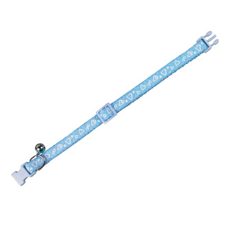 Nobby Cat Collar Heart Нейлоновый ошейник для кошек с колькольчиком Сердечки (LBlue)