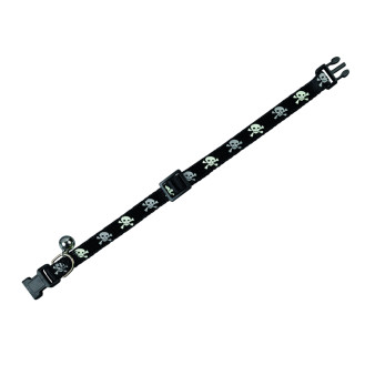 Nobby Cat Collar Scull Нейлоновый ошейник для кошек с колокольчиком Черепа (Black)