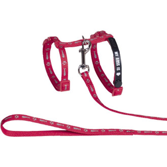 Nobby Cat Harness My Boss Анатомическая шлея с поводком и адресником для котов Мой владелец (Red)
